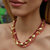 Cerise Pink Jade Beaded Necklace - Gold Vermeil