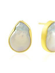 Earthy Baroque Pearl Studs Gold Vermeil - Gold