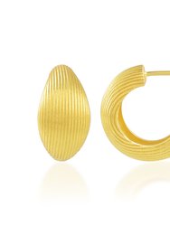 Eligible Striated Hoops Gold Vermeil