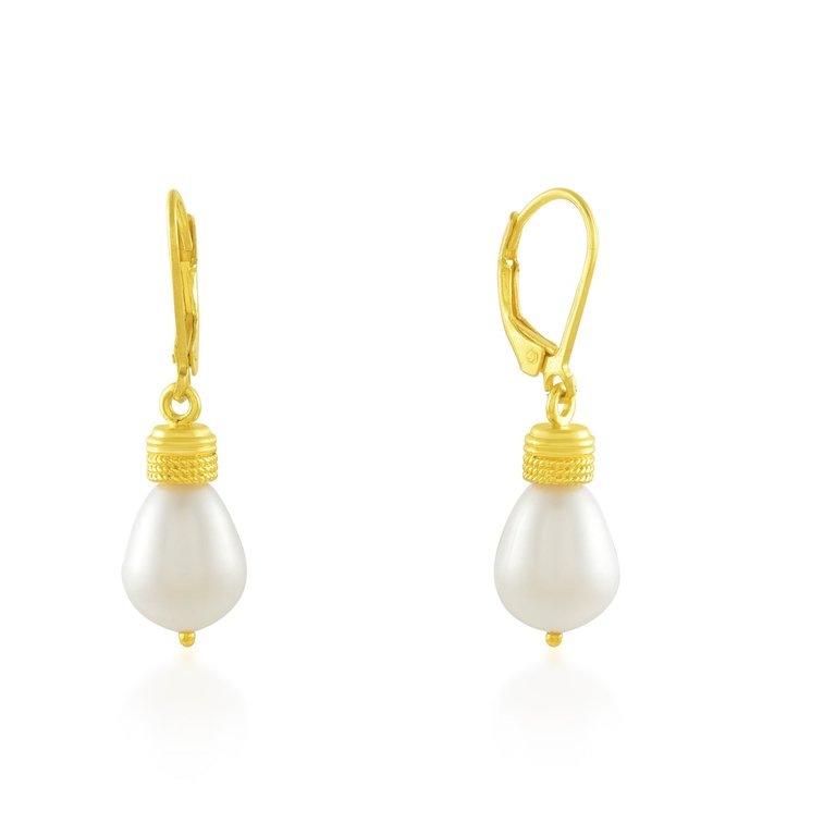 Pearl Drop Earrings Gold Vermeil - Gold