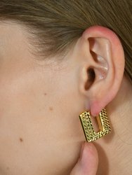 Textured Quad Huggies Earrings Gold Vermeil