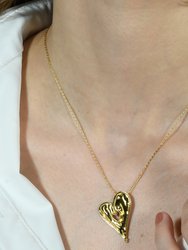 Textured Sweet Heart Chain Necklace - Gold Vermeil