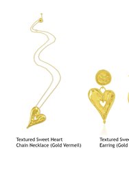 Textured Sweet Heart Earrings Gold Vermeil