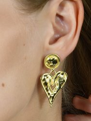 Textured Sweet Heart Earrings Gold Vermeil