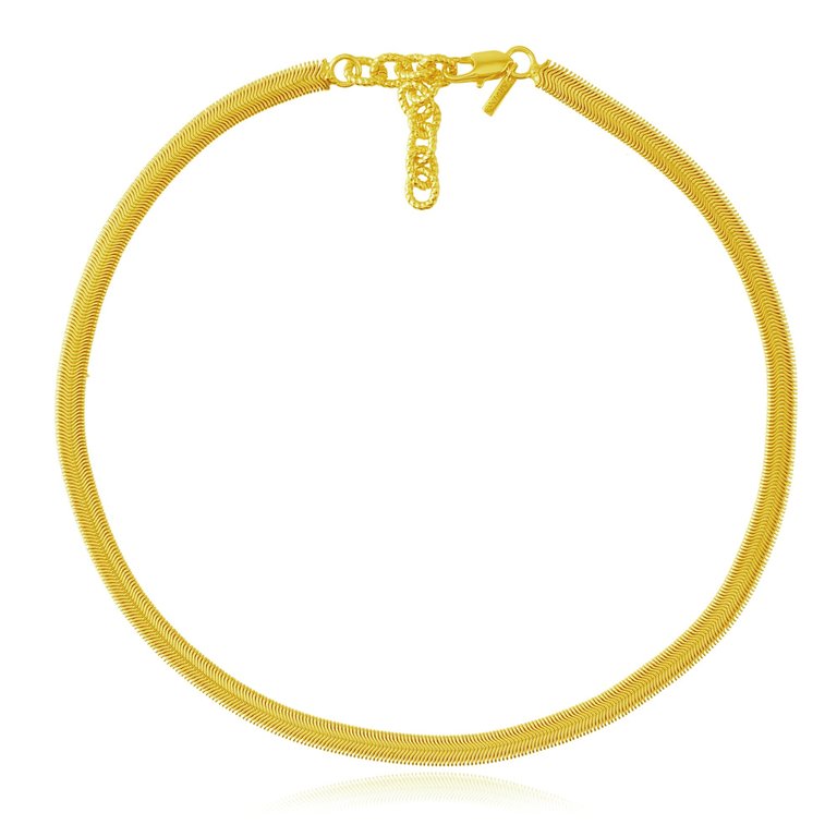 Wide Snake Chain Necklace - Gold