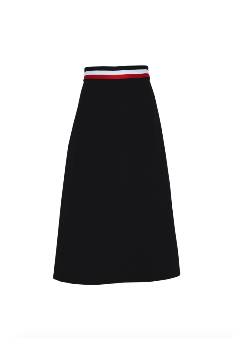 A-line High Slit Skirt - Navy