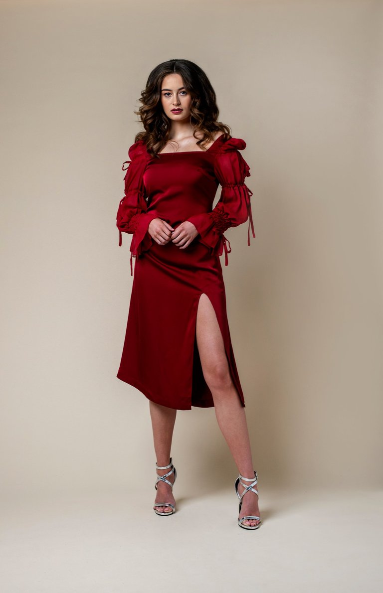 Kris Silk Dress - Burgundy 