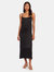 Silk Slip Midi Dress - Black