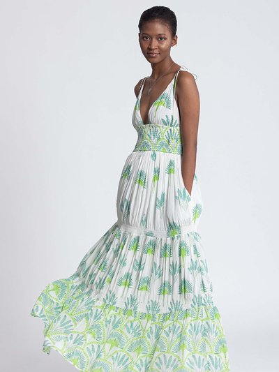 Ash & Eden Fifi Smocked Maxi Dress - White/Green product