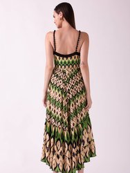 Acacia Tiered Maxi Dress With Beaded Straps And Fringe Lace