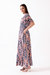 Avatara - V Neck Maxi Dress with Smocked Waist And Front Slit