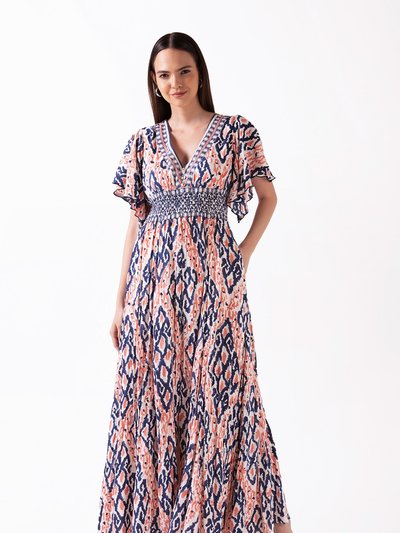 Ash & Eden Avatara - V Neck Maxi Dress with Smocked Waist And Front Slit product