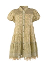 Zinnia Shirt Dress - Mini Tiered Shirt Dress with Smocked Yoke