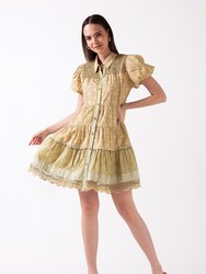 Zinnia Shirt Dress - Mini Tiered Shirt Dress with Smocked Yoke
