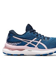 Women's Gel-Nimbus 24 Running Shoes - B/Medium Width - French Blue/Barely Rose