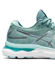 Women's Gel-Nimbus 24 Running Shoes - B/Medium Width - Sage/Clear Blue