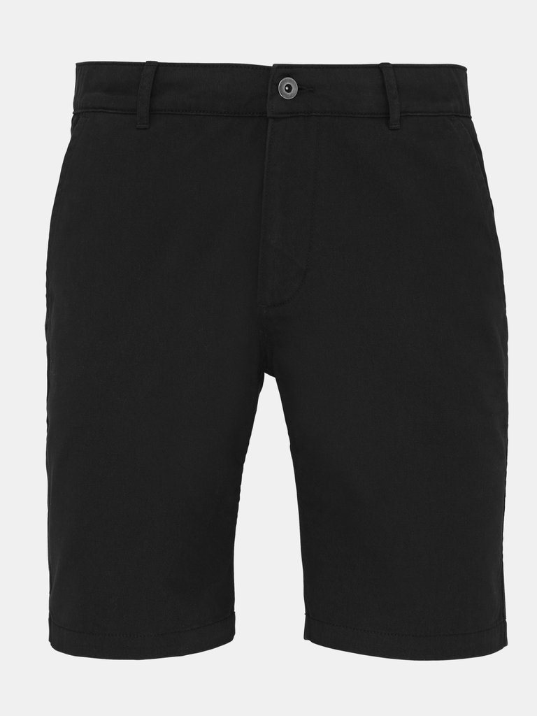 Asquith & Fox Mens Casual Chino Shorts (Black) - Black
