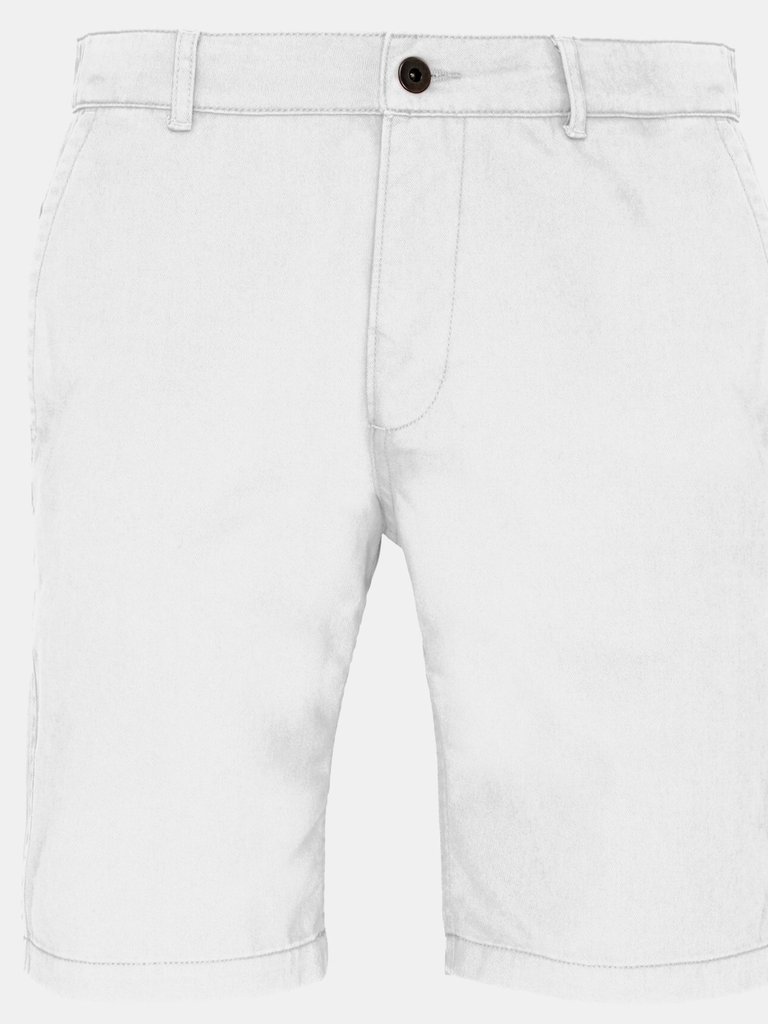 Asquith & Fox Mens Casual Chino Shorts (White) - White