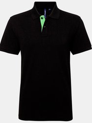Asquith & Fox Mens Classic Fit Contrast Polo Shirt (Black/ Lime) - Black/ Lime