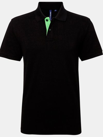 Asquith & Fox Asquith & Fox Mens Classic Fit Contrast Polo Shirt (Black/ Lime) product