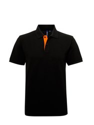 Asquith & Fox Mens Classic Fit Contrast Polo Shirt (Black/ Orange) - Black/ Orange