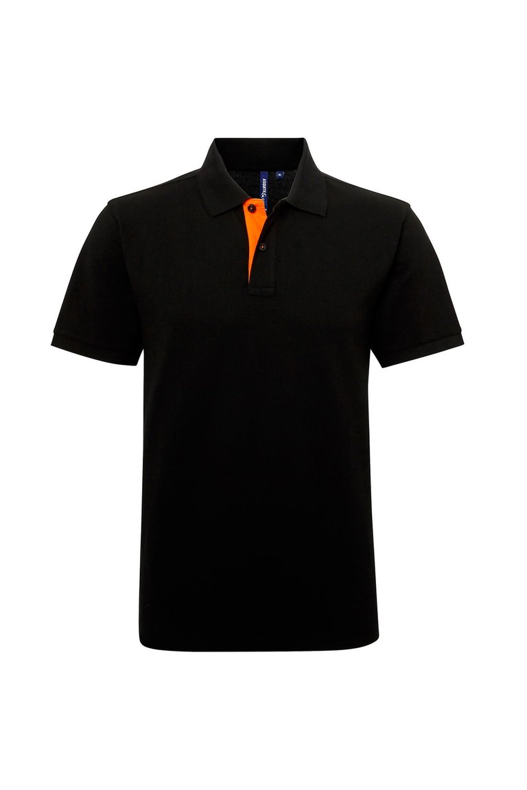 Asquith & Fox Mens Classic Fit Contrast Polo Shirt (Black/ Orange) - Black/ Orange