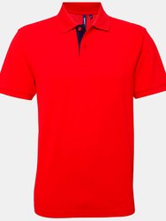 Asquith & Fox Mens Classic Fit Contrast Polo Shirt (Red/ Navy) - Red/ Navy