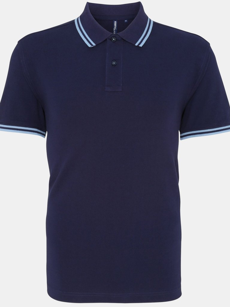 Asquith & Fox Mens Classic Fit Tipped Polo Shirt (Navy/ Cornflower) - Navy/ Cornflower