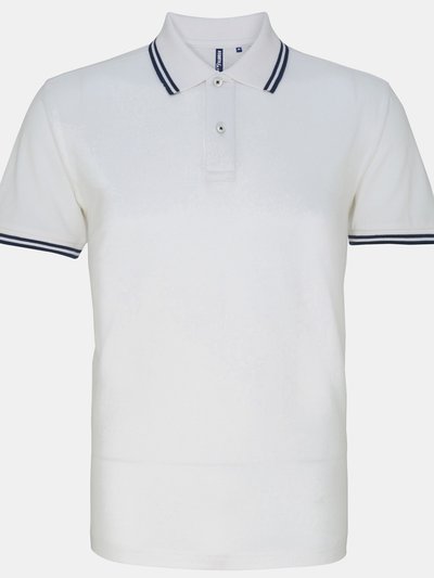 Asquith & Fox Asquith & Fox Mens Classic Fit Tipped Polo Shirt (White/ Navy) product