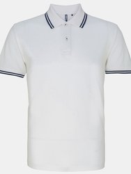 Asquith & Fox Mens Classic Fit Tipped Polo Shirt (White/ Navy) - White/ Navy