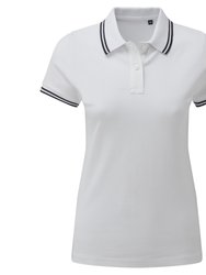 Asquith & Fox Womens/Ladies Classic Fit Tipped Polo (White/Navy) - White/Navy