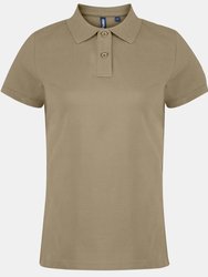 Asquith & Fox Womens/Ladies Plain Short Sleeve Polo Shirt (Khaki) - Khaki