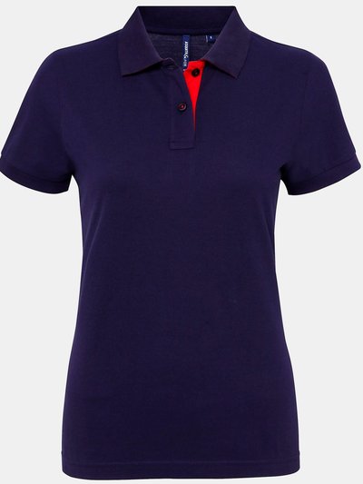 Asquith & Fox Asquith & Fox Womens/Ladies Short Sleeve Contrast Polo Shirt (Navy/ Red) product