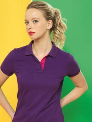 Asquith & Fox Womens/Ladies Short Sleeve Contrast Polo Shirt (Purple/ Pink)