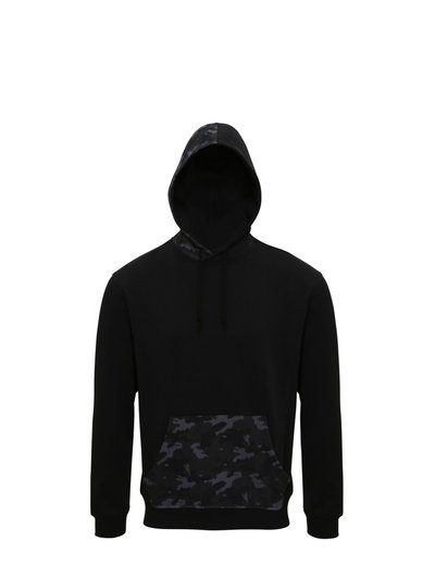 Asquith & Fox Mens Camo Trimmed Hoodie - Black/Gray Camo product
