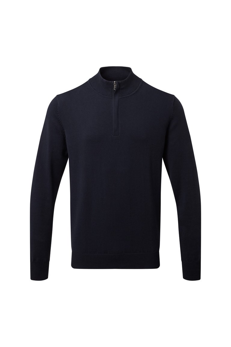 Mens Cotton Blend Zip Sweatshirt - French Navy - French Navy