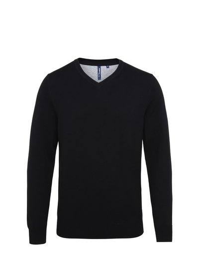 Asquith & Fox Mens Cotton Rich V-Neck Sweater - Black product