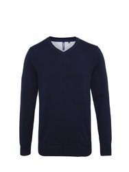 Mens Cotton Rich V-Neck Sweater - French Navy