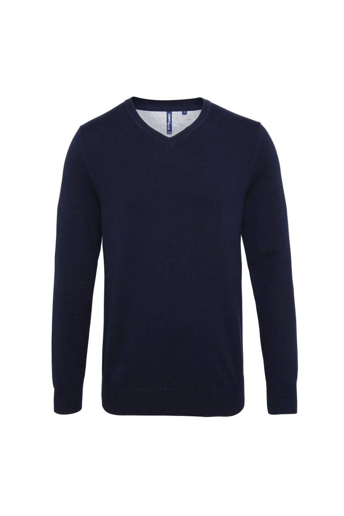 Asquith & Fox Mens Cotton Rich V-Neck Sweater - French Navy