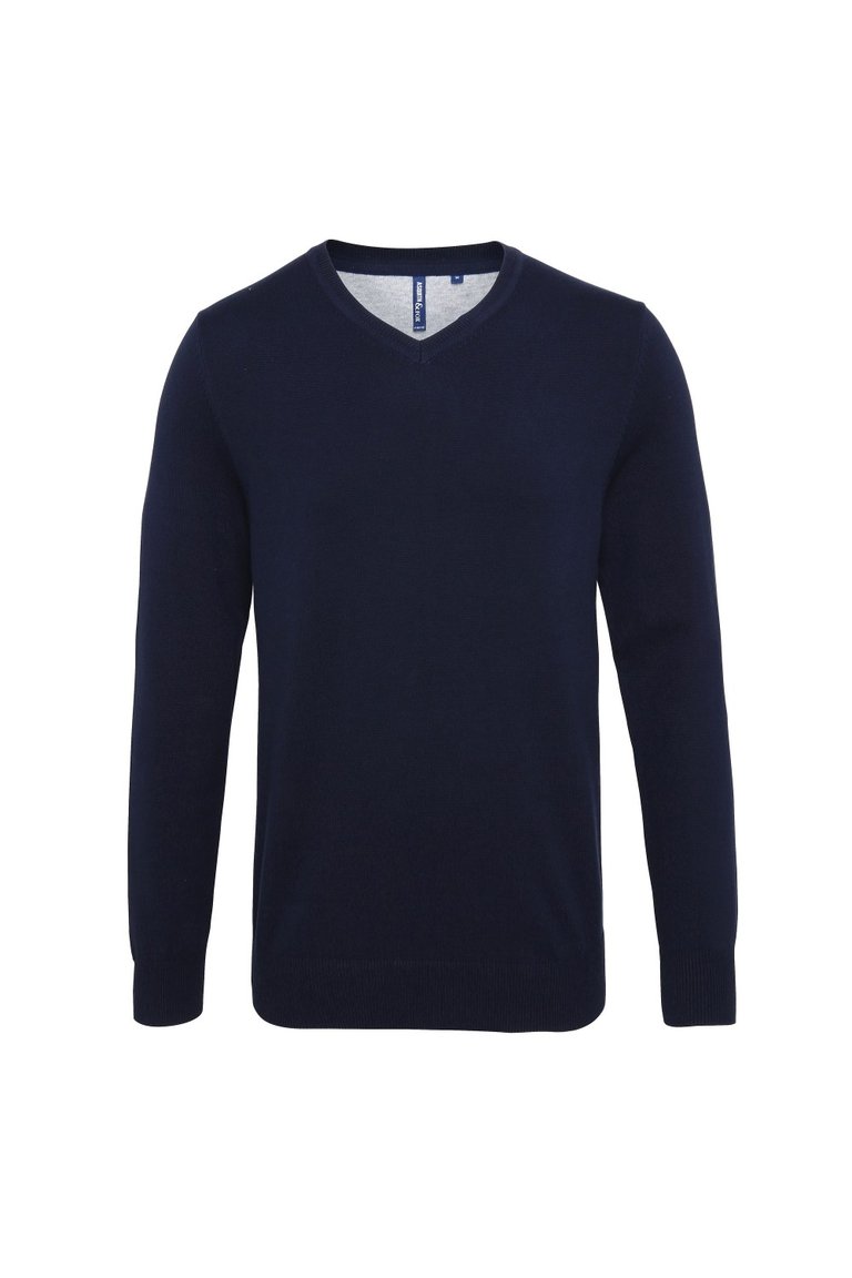 Mens Cotton Rich V-Neck Sweater - French Navy