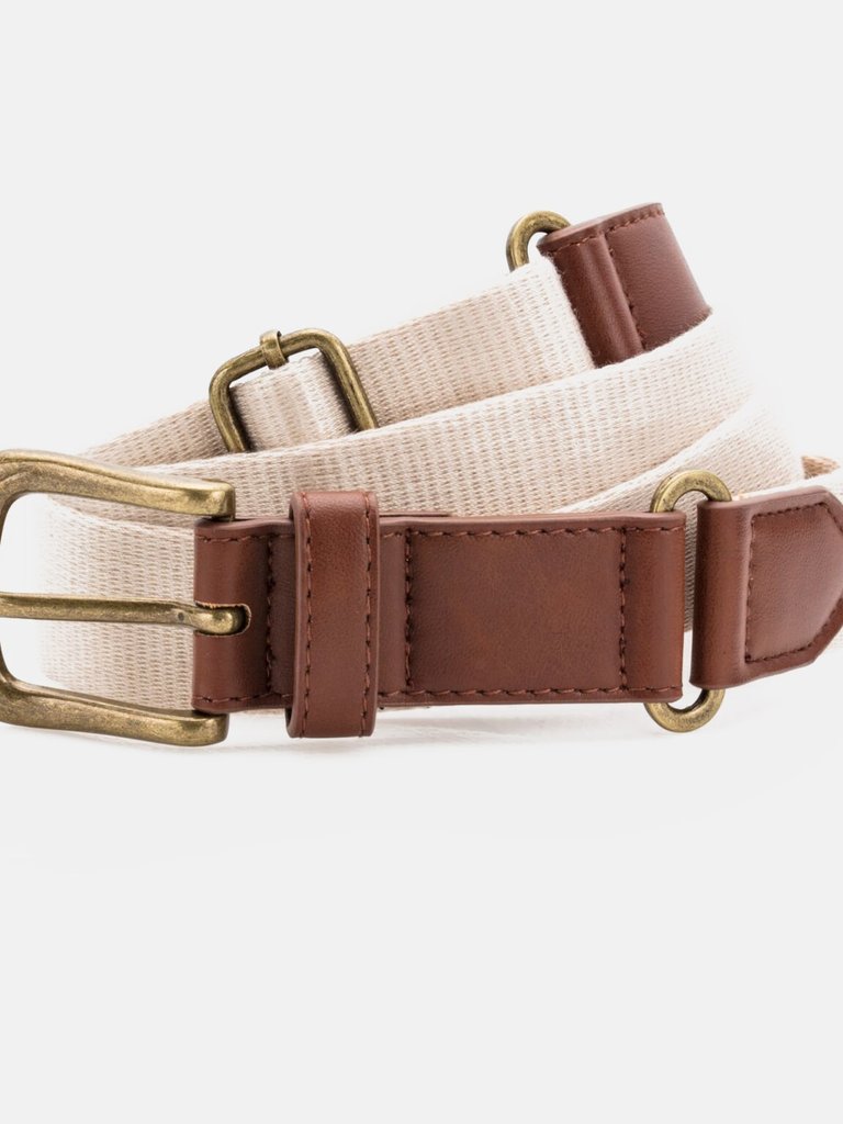 Mens Faux Leather And Canvas Belt - Natural - Natural