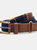 Mens Faux Leather And Canvas Belt - Navy - Navy