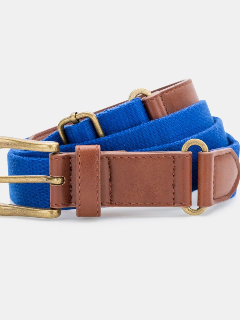 Mens Faux Leather And Canvas Belt - Royal - Royal