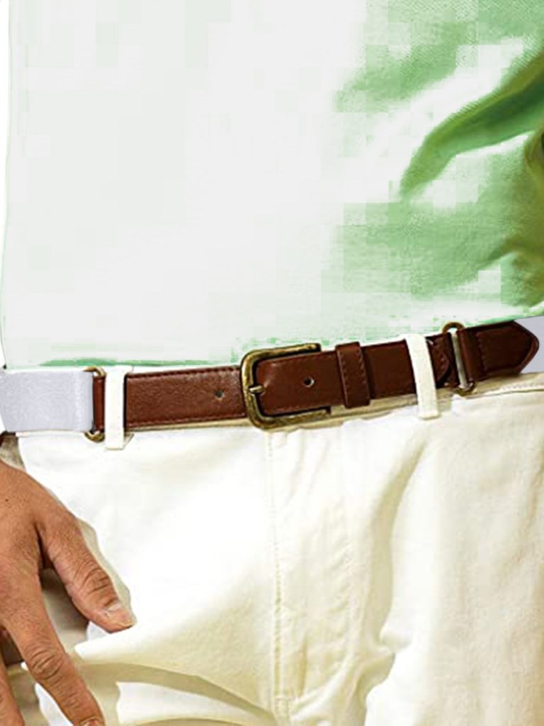 Mens Faux Leather And Canvas Belt - White
