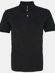 Mens Plain Short Sleeve Polo Shirt - Black Heather - Black Heather
