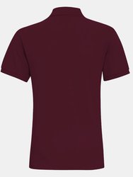Mens Plain Short Sleeve Polo Shirt - Burgundy
