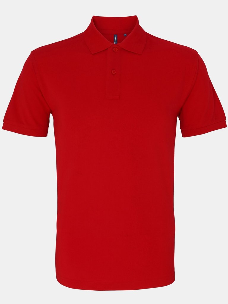 Mens Plain Short Sleeve Polo Shirt - Cherry Red - Cherry Red