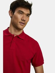Mens Plain Short Sleeve Polo Shirt - Cherry Red