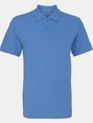 Mens Plain Short Sleeve Polo Shirt - Cornflower - Cornflower