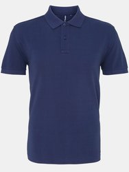 Mens Plain Short Sleeve Polo Shirt - Denim - Denim